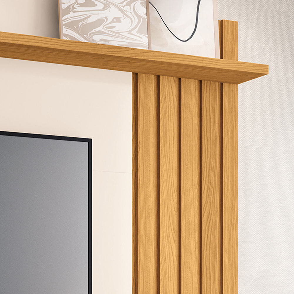 Painel Suspenso Decorativo Ripado MDP/MDF Portas Basculantes Dublin Off White/Cinamomo G26 - Gran Belo