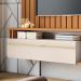 Painel Suspenso Decorativo Stesso Ripado pata TV até 55" Cinamomo/Off White G26 - Gran Belo