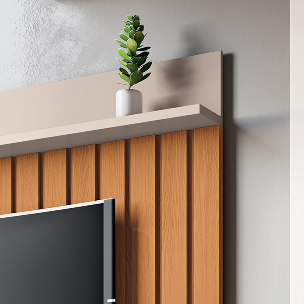 Painel Suspenso Decorativo Stesso Ripado pata TV até 55" Cinamomo/Off White G26 - Gran Belo