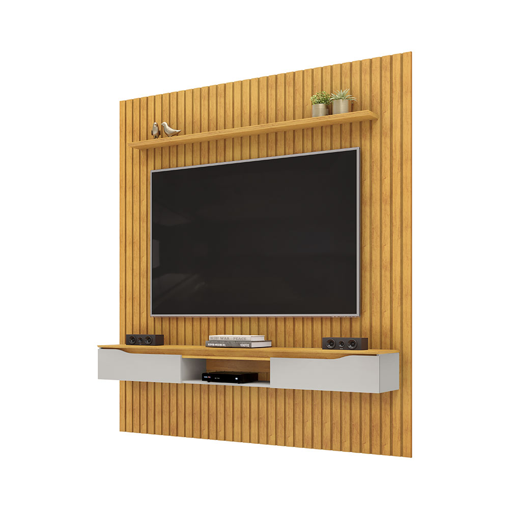 Painel Suspenso Ripado Seko TV 65" Borda Chanfrada Cedro/Bali G18 - Gran Belo