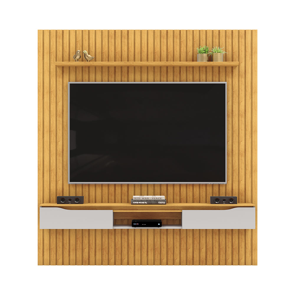 Painel Suspenso Ripado Seko TV 65" Borda Chanfrada Cedro/Bali G18 - Gran Belo