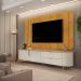 Painel com Bancada 241cm Avatar com LED e Detalhes Dourados para TV Até 75 Mel/Off White G18 - Gran Belo