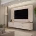Painel com Bancada 241cm Avatar com LED e Detalhes Dourados para TV Até 75 Off White G18 - Gran Belo