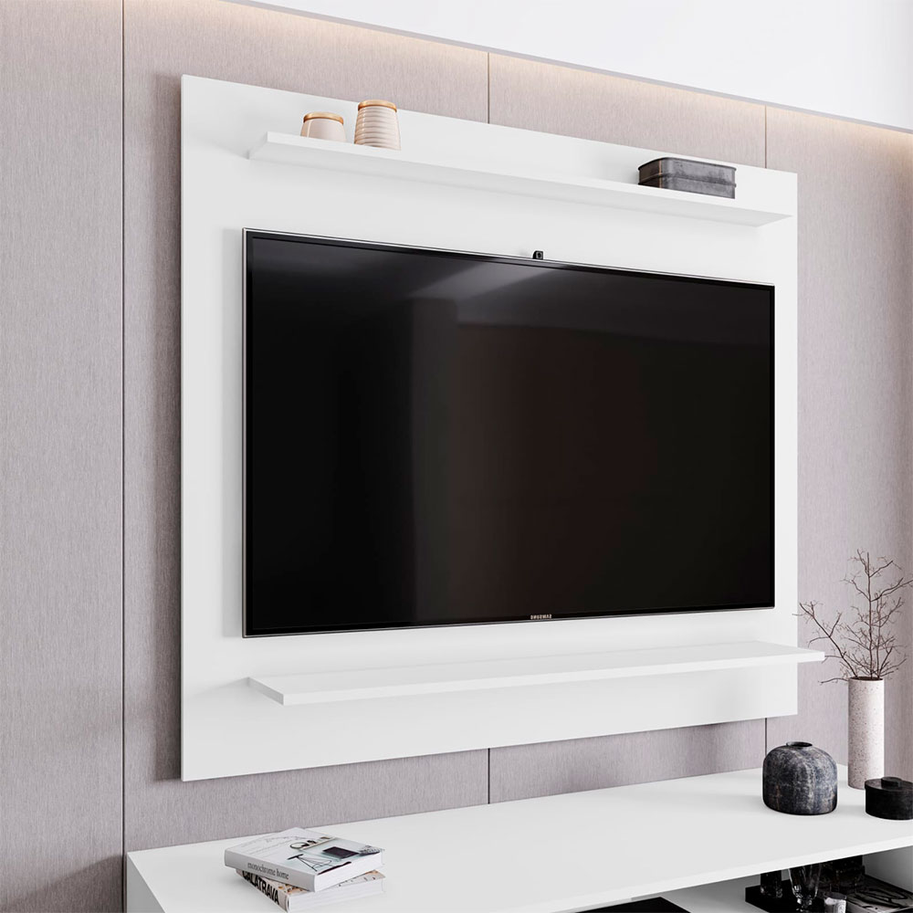 Painel para TVs até 50 Linden MDP/BP com 2 Prateleiras Branco G96 - Gran Belo