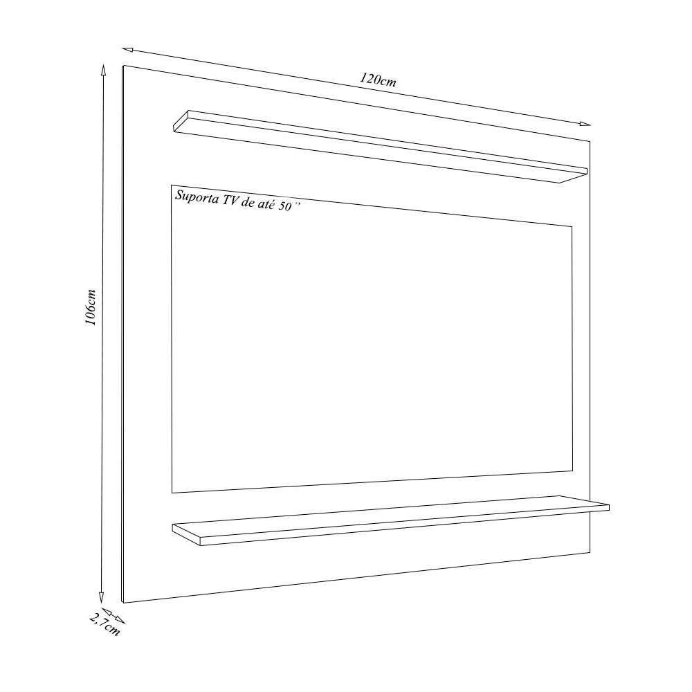 Painel para TVs até 50 Linden MDP/BP com 2 Prateleiras Branco G96 - Gran Belo