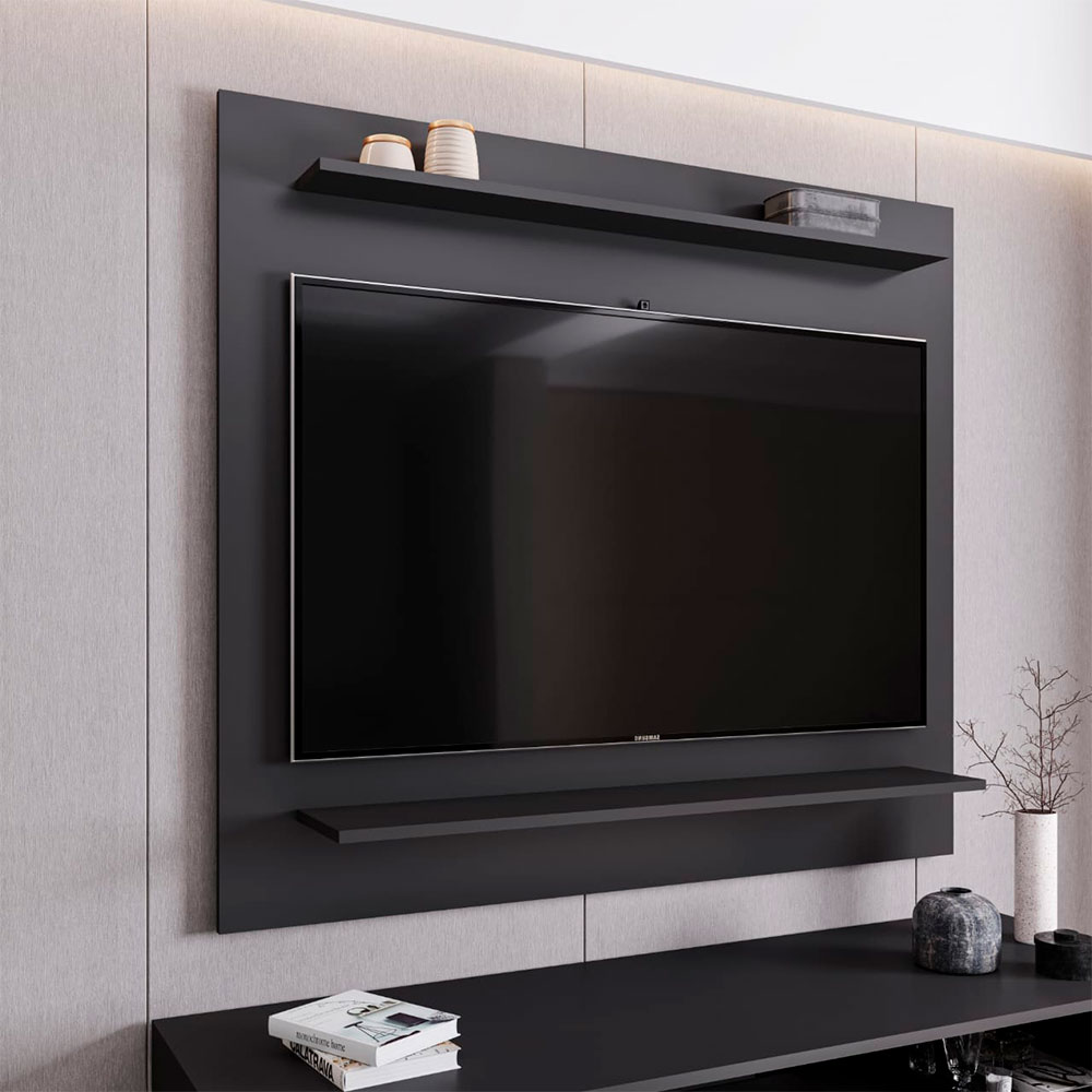 Painel para TVs até 50 Linden MDP/BP com 2 Prateleiras Preto G96 - Gran Belo