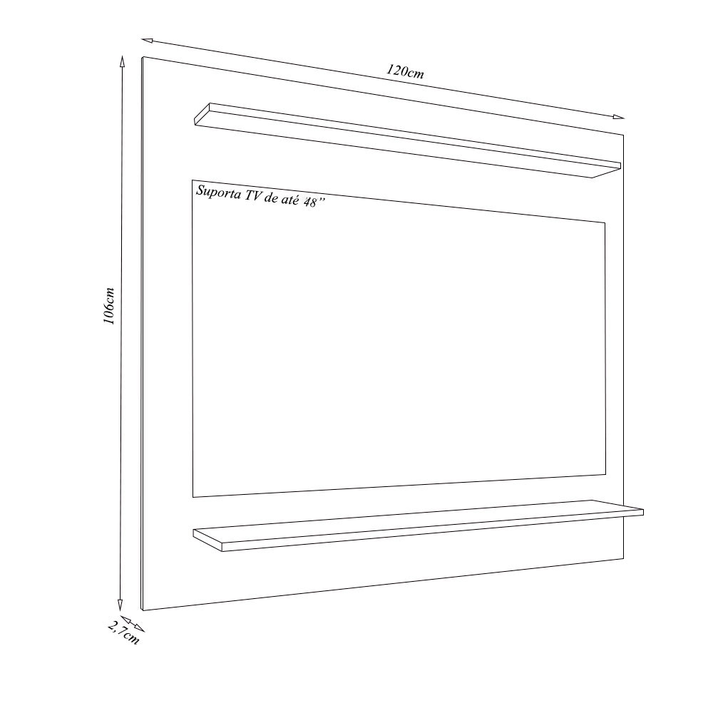 Painel para TVs até 50 Linden MDP/BP com 2 Prateleiras Preto G96 - Gran Belo