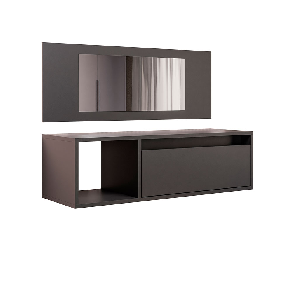 Penteadeira Camarim Gênesis com Nicho Decorativo e Gaveta Preto G96 - Gran Belo