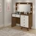 Penteadeira Decorativa 4 Gavetas e Porta Jóias com Tampo de Vidro Diana Malbec/Off White G37 - Gran Belo