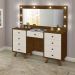 Penteadeira Decorativa 8 Gavetas Porta Joias com Tampo de Vidro Finn Malbec/Off White G37 - Gran Belo
