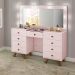 Penteadeira Decorativa 8 Gavetas Porta Joias com Tampo de Vidro Finn Rose G37 - Gran Belo