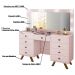 Penteadeira Decorativa 8 Gavetas Porta Joias com Tampo de Vidro Finn Rose G37 - Gran Belo
