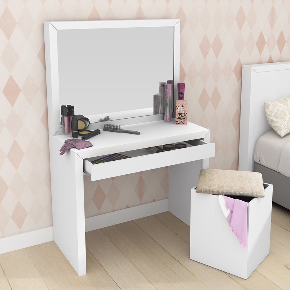 Penteadeira para Quarto Decorativa PE2000 MPD Branco G69 - Gran Belo