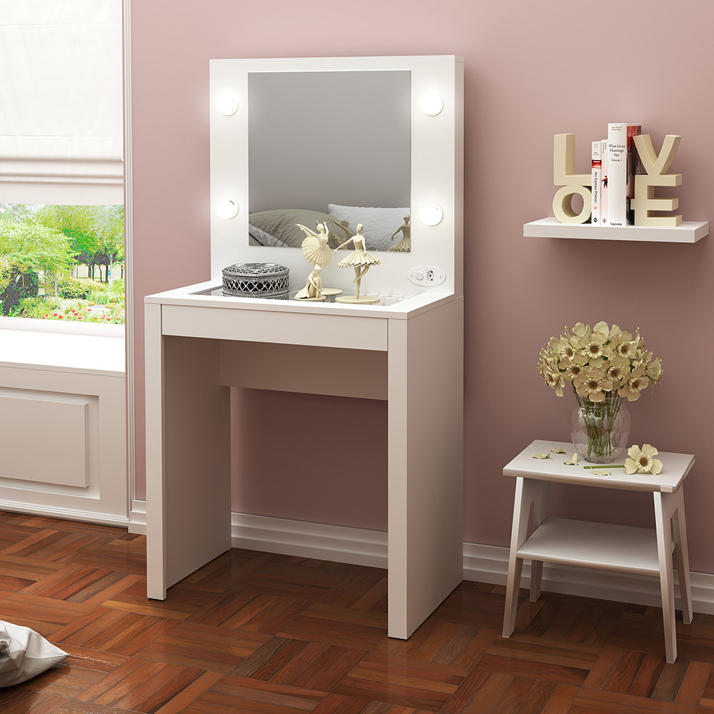 Penteadeira para Quarto Decorativa PE2017 MPD Branco G69 - Gran Belo