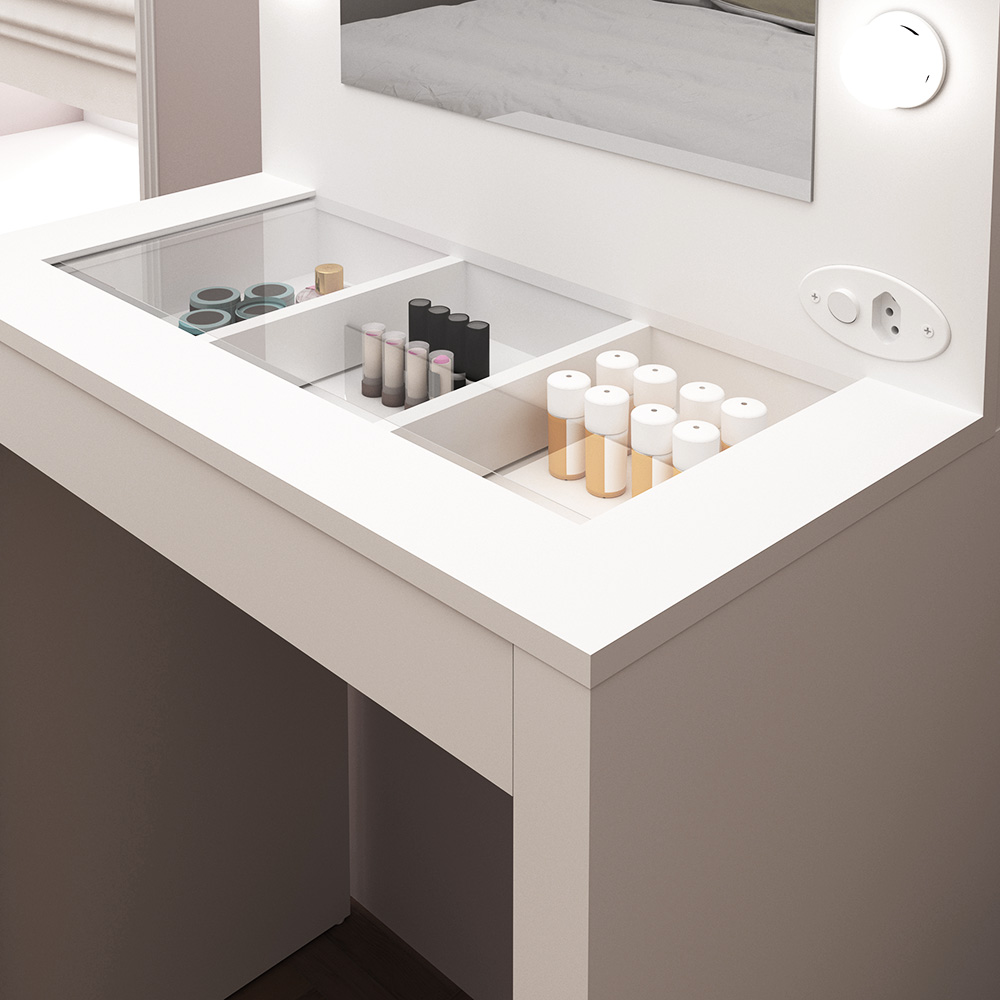 Penteadeira para Quarto Decorativa PE2017 MPD Branco G69 - Gran Belo
