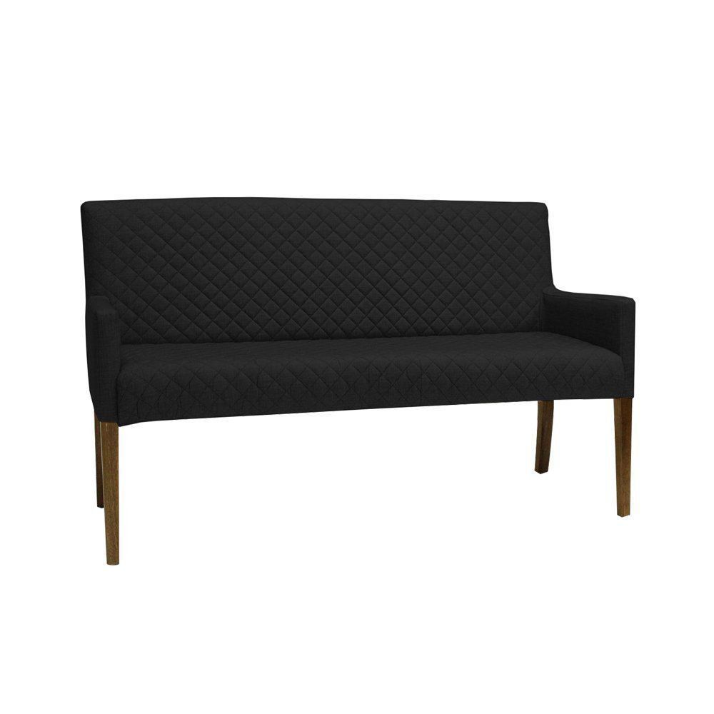 Poltrona 2 Lugares Liverpool Sala de Estar Tressê PU Sintético Preto G15 - Gran Belo