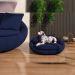 Poltrona Caminha para PET Afrodite Veludo Azul Escuro G45 - Gran Belo