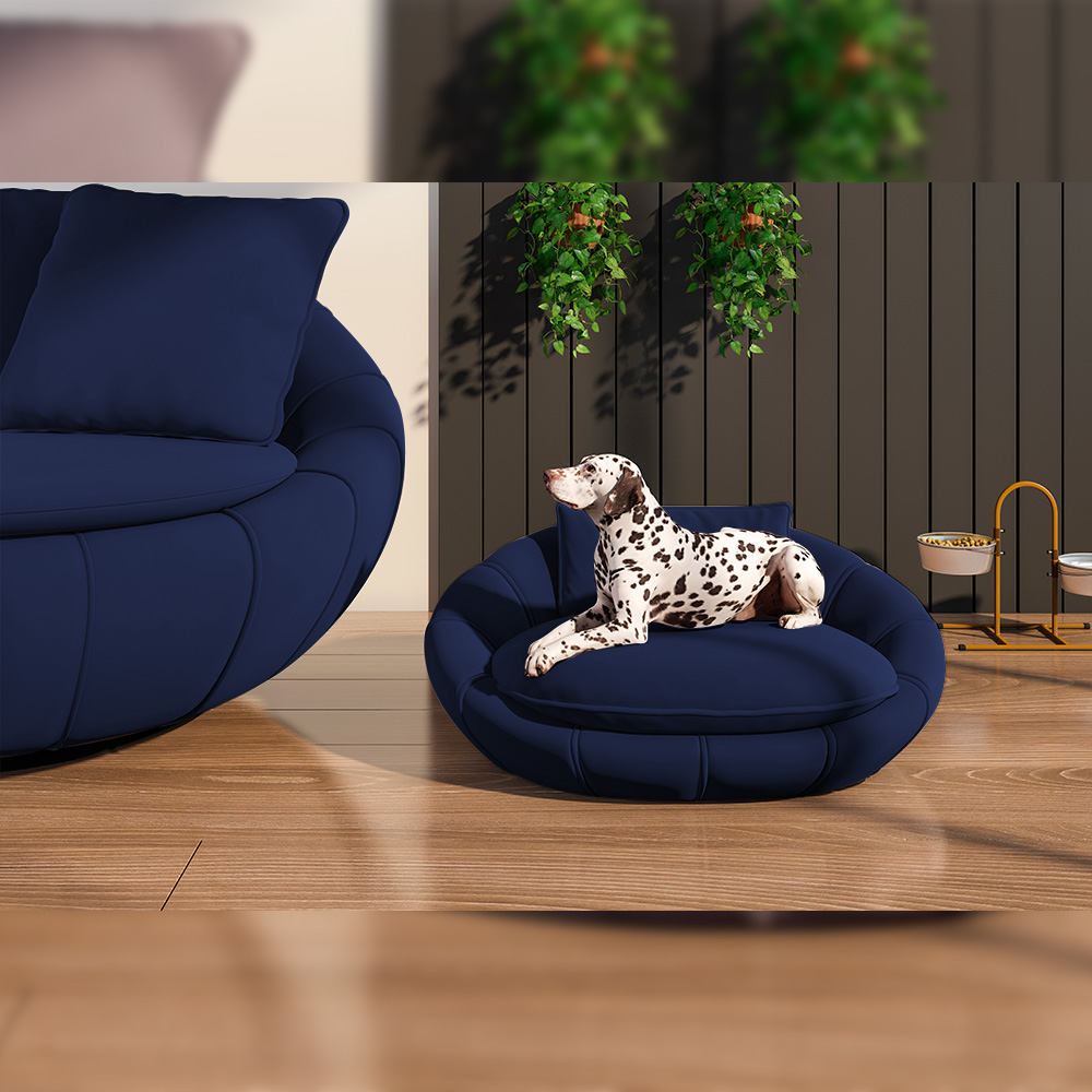 Poltrona Caminha para PET Afrodite Veludo Azul Escuro G45 - Gran Belo