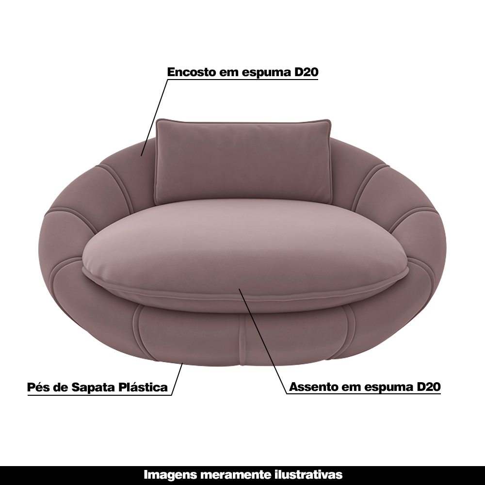 Poltrona Caminha para PET Afrodite Veludo Rosê G45 - Gran Belo
