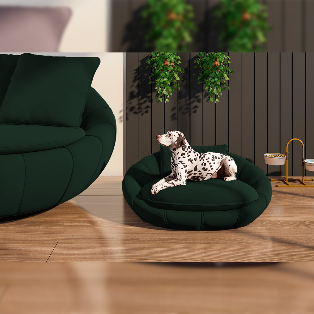 Poltrona Caminha para PET Afrodite Veludo Verde G45 - Gran Belo