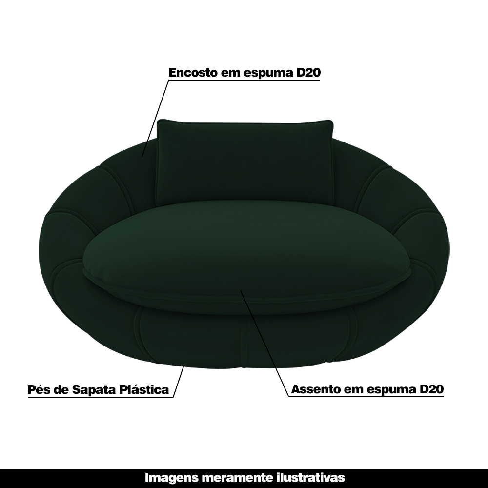 Poltrona Caminha para PET Afrodite Veludo Verde G45 - Gran Belo