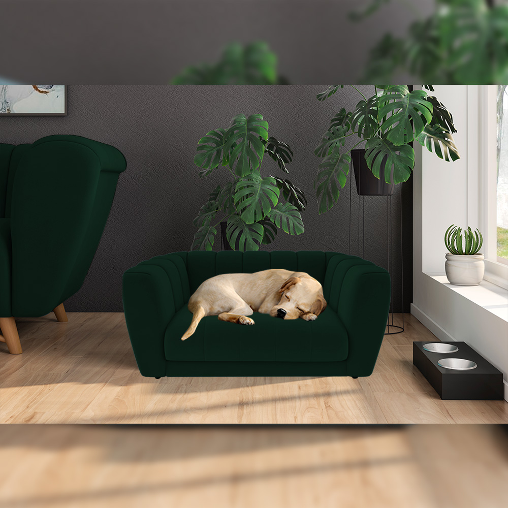 Poltrona Caminha para PET Scooby Veludo Verde G45 - Gran Belo