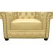 Poltrona Chesterfield com Pés Madeira Couro Bege G40 - Gran Belo