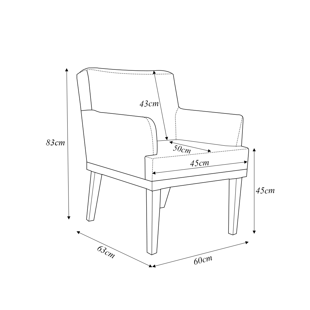 Poltrona Decorativa Alyssa para Sala de Estar Pés de Madeira Corino Marrom Conforto e Estilo G19 - Gran Belo