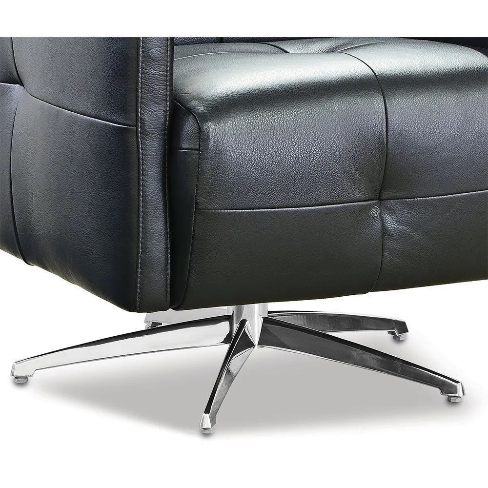 Poltrona Decorativa Astúria Base Giratória Couro Preto G40 - Gran Belo