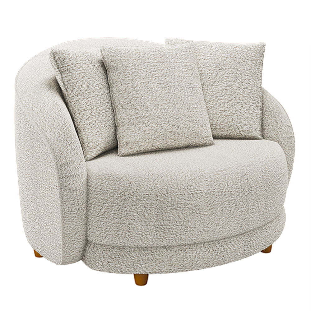 Poltrona Decorativa Base Fixa Galáxia com Almofadas Boucle Branco G45 - Gran Belo