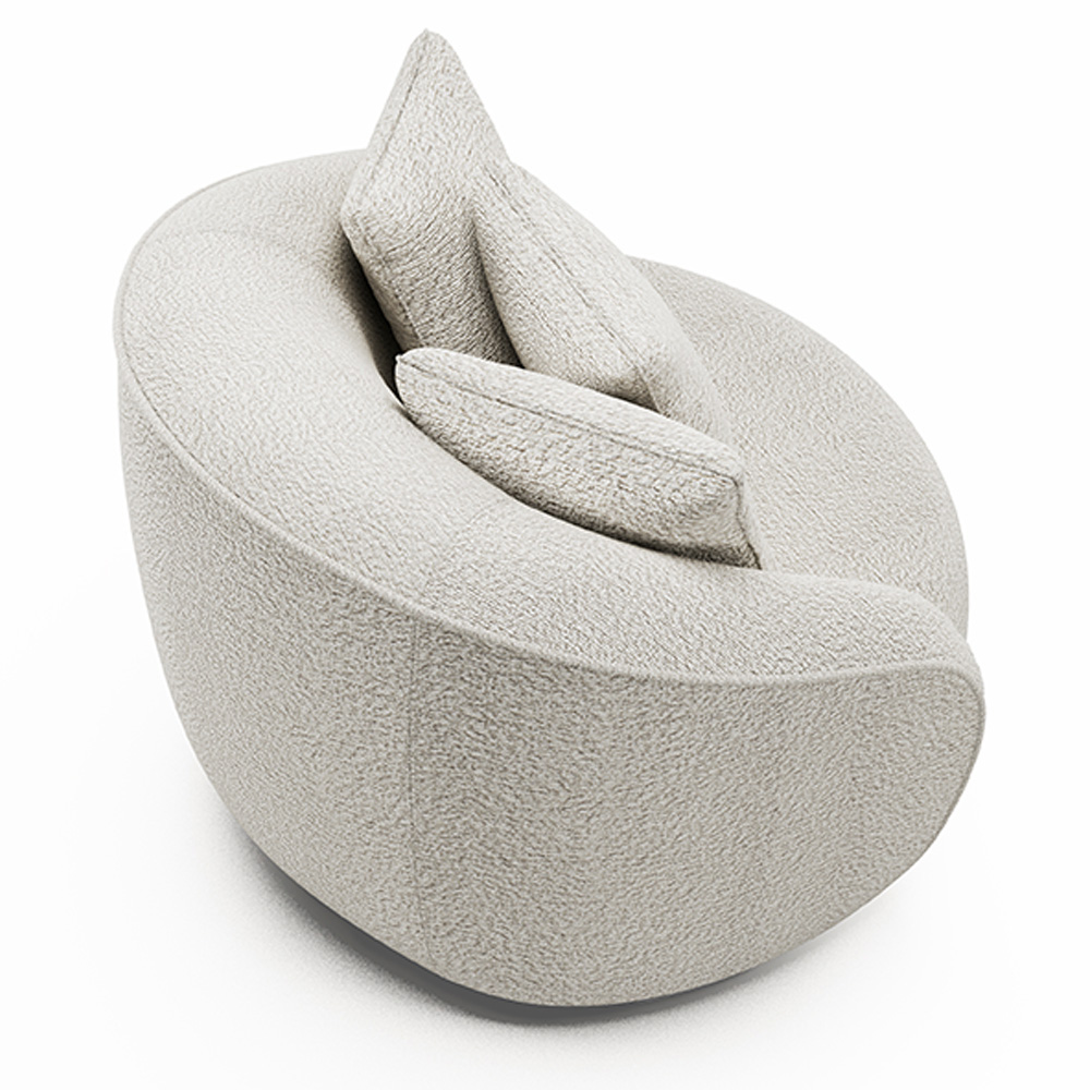 Poltrona Decorativa Base Fixa Galáxia com Almofadas Boucle Branco G45 - Gran Belo