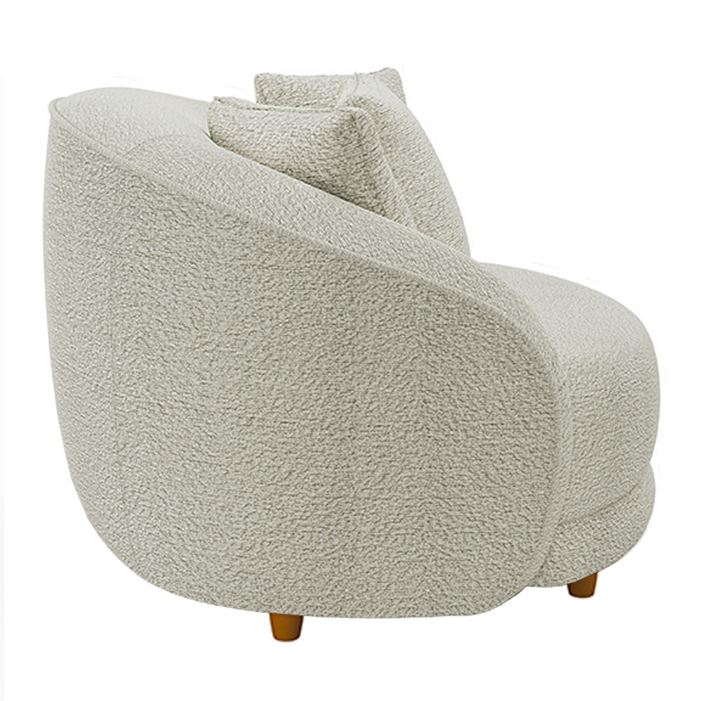 Poltrona Decorativa Base Fixa Galáxia com Almofadas Boucle Off White G45 - Gran Belo