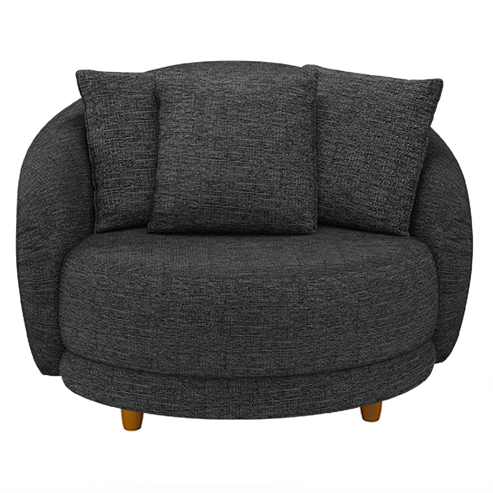 Poltrona Decorativa Base Fixa Galáxia com Almofadas Linho Chumbo G45 - Gran Belo