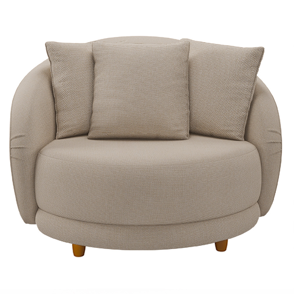 Poltrona Decorativa Base Fixa Galáxia com Almofadas Linho Off White G45 - Gran Belo