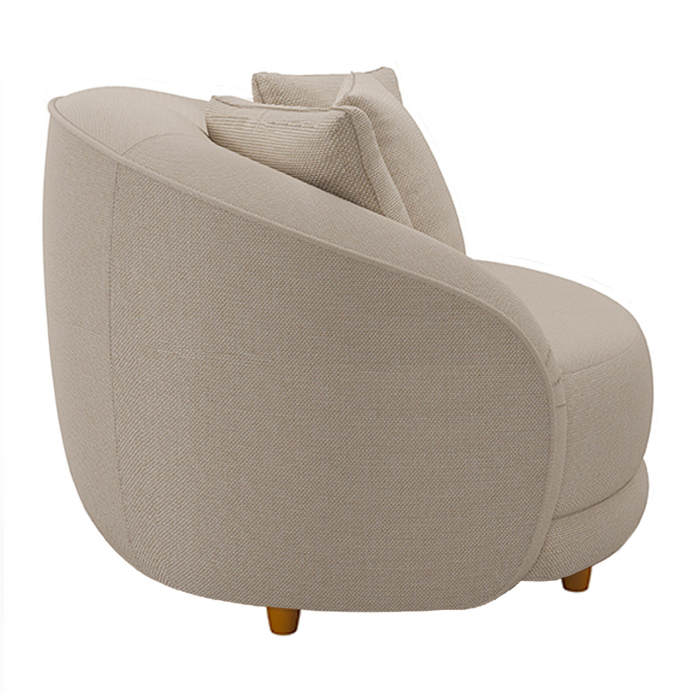 Poltrona Decorativa Base Fixa Galáxia com Almofadas Linho Off White G45 - Gran Belo