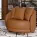 Poltrona Decorativa Base Fixa Galáxia com Almofadas PU Caramelo G45 - Gran Belo
