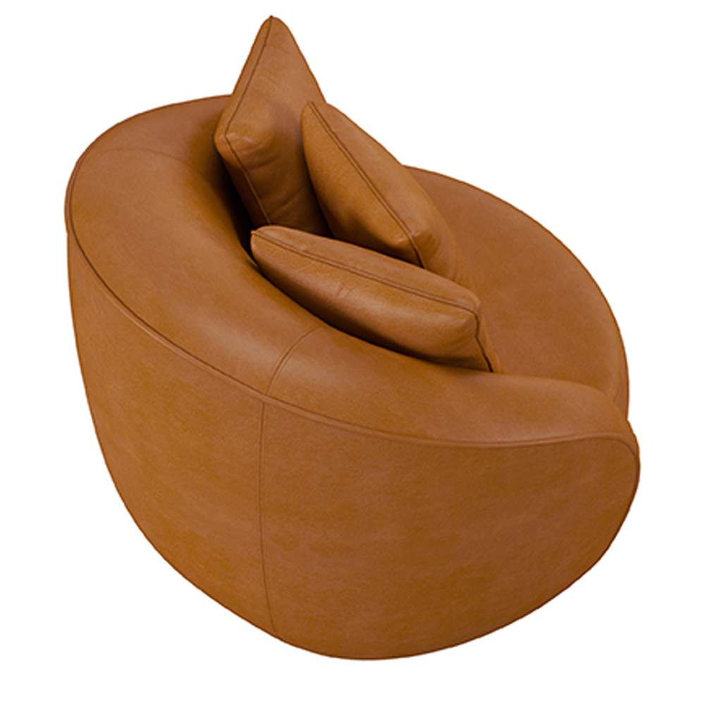 Poltrona Decorativa Base Fixa Galáxia com Almofadas PU Caramelo G45 - Gran Belo