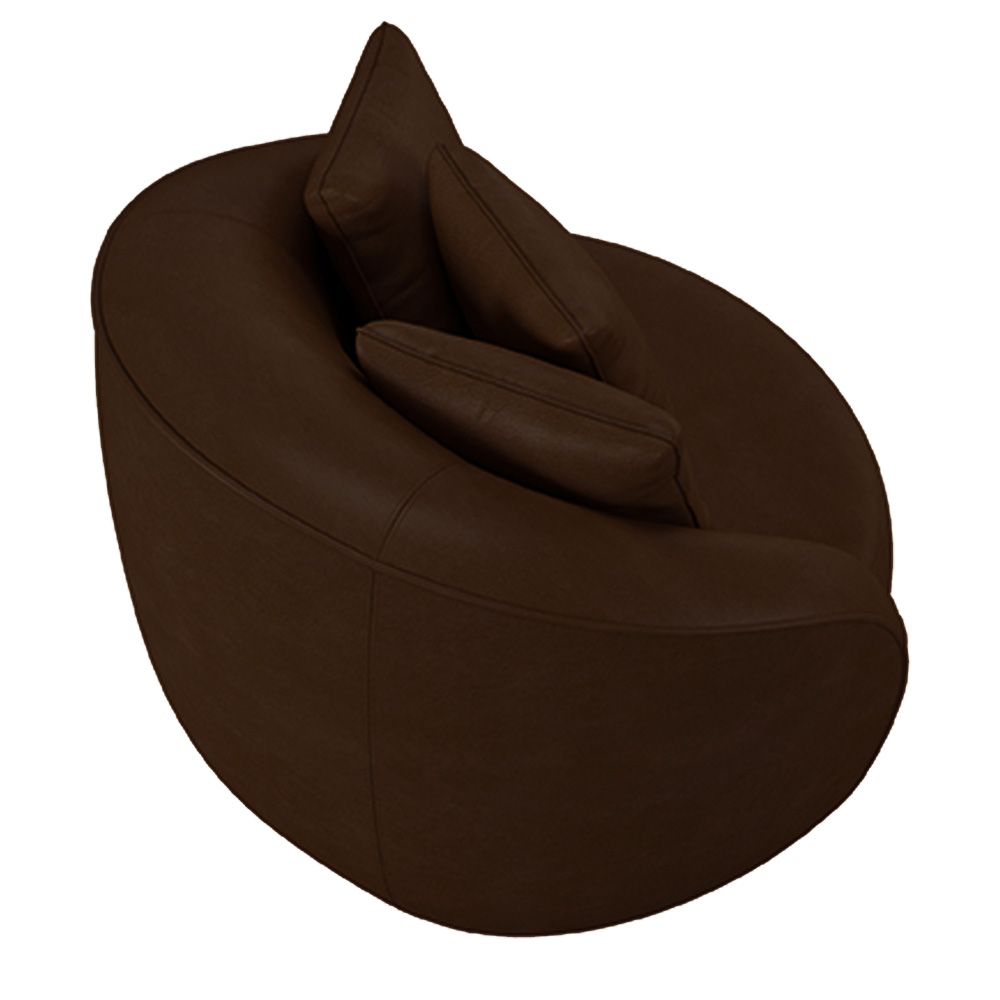 Poltrona Decorativa Base Fixa Galáxia com Almofadas PU Marrom G45 - Gran Belo