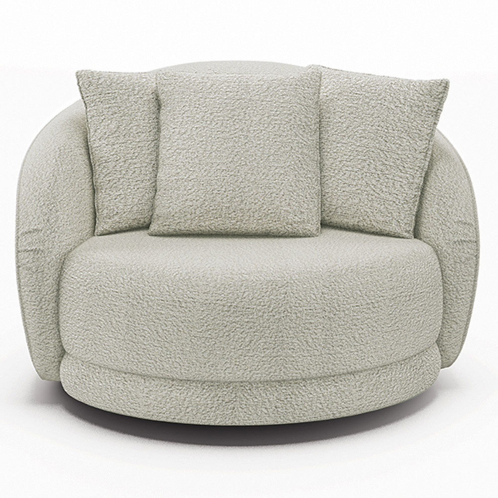 Poltrona Decorativa Base Giratória Galáxia com Almofadas Boucle Off White G45 - Gran Belo