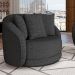 Poltrona Decorativa Base Giratória Galáxia com Almofadas Linho Chumbo G45 - Gran Belo