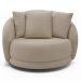 Poltrona Decorativa Base Giratória Galáxia com Almofadas Linho Off White G45 - Gran Belo