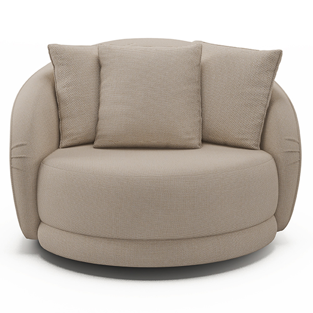 Poltrona Decorativa Base Giratória Galáxia com Almofadas Linho Off White G45 - Gran Belo
