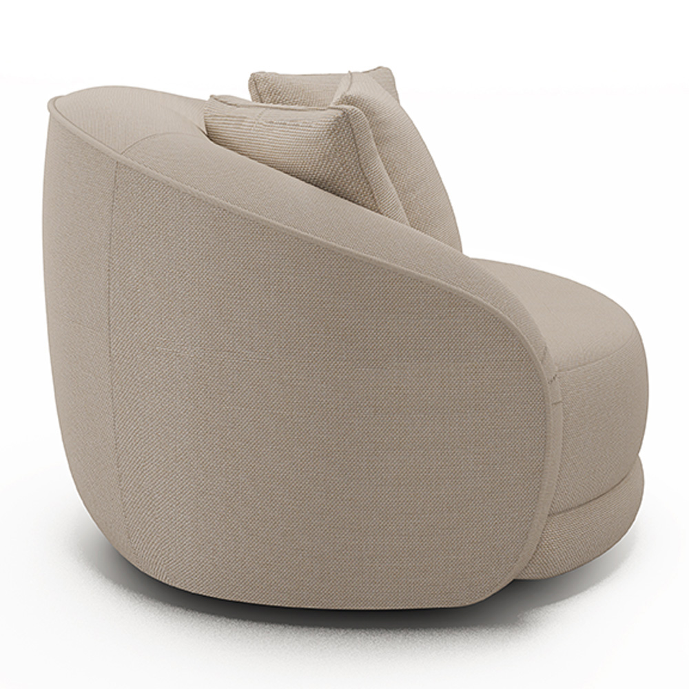 Poltrona Decorativa Base Giratória Galáxia com Almofadas Linho Off White G45 - Gran Belo