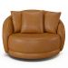 Poltrona Decorativa Base Giratória Galáxia com Almofadas PU Caramelo G45 - Gran Belo
