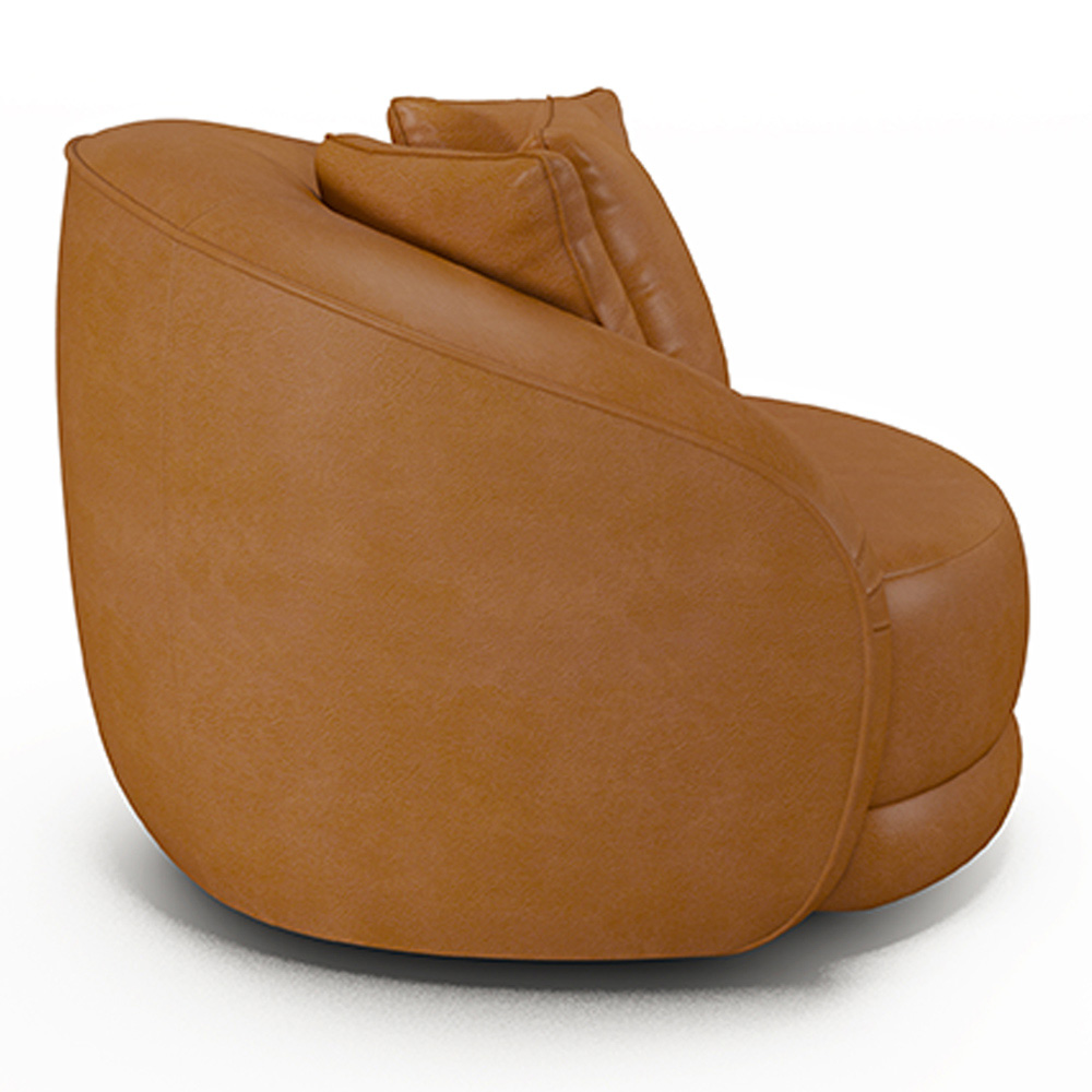 Poltrona Decorativa Base Giratória Galáxia com Almofadas PU Caramelo G45 - Gran Belo