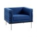 Poltrona Decorativa Base de Aço Preto Jeanneret-Gris Linho Azul Marinho G17 - Gran Belo