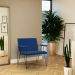 Poltrona Decorativa Base em Aço Preto Eslovenia Linho Azul Marinho G17 - Gran Belo