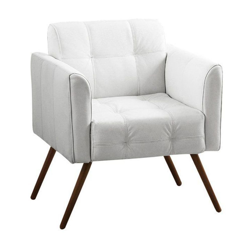 Poltrona Decorativa Bia Couro Branco G58 - Gran Belo
