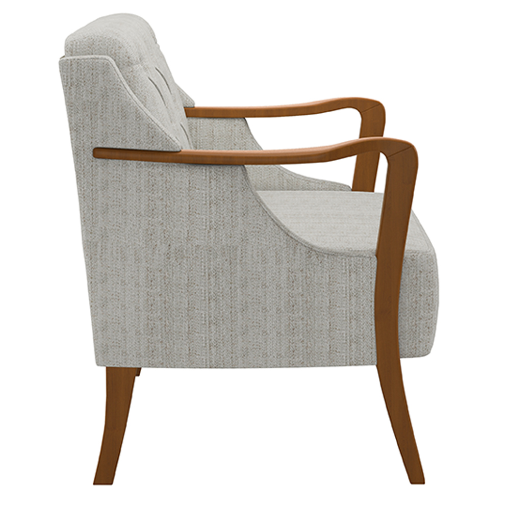 Poltrona Decorativa Braços em Madeira Hand Linho Cru G45 - Gran Belo