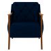 Poltrona Decorativa Braços em Madeira Hand Veludo Azul Marinho G45 - Gran Belo